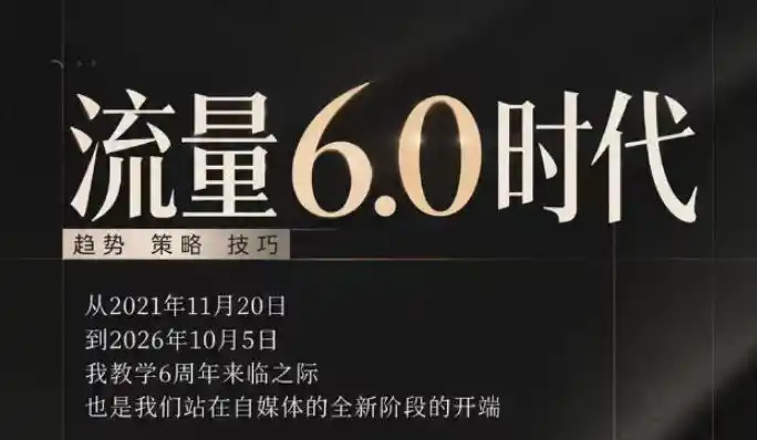 流量6.0时代直播课2026年10月,流量6.0时代的趋势、策略、技巧,2027年前,你的IP能否做起来,本场直播就是你的转折点(更新1012)-云网创