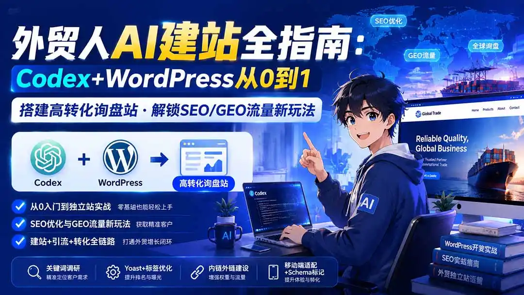 外贸人AI建站全指南:Codex+WordPress从0到1·搭建高转化询盘站·解锁SEO/GEO流量新玩法-更新-云网创