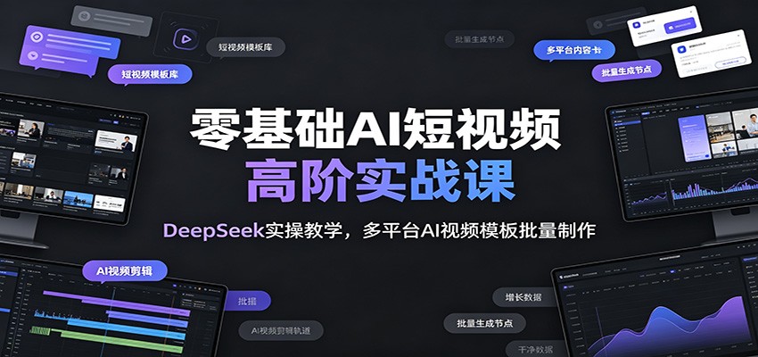 零基础AI短视频高阶实战课:DeepSeek实操教学,多平台AI视频模板批量制作-云网创