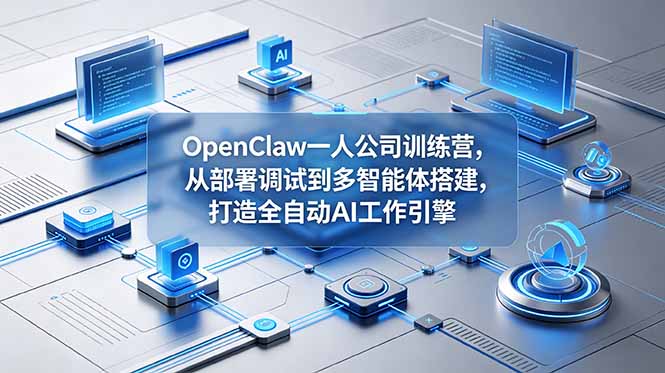 OpenClaw 一人公司训练营，从部署调试到多智能体搭建，打造全自动 AI 工作引擎-云网创