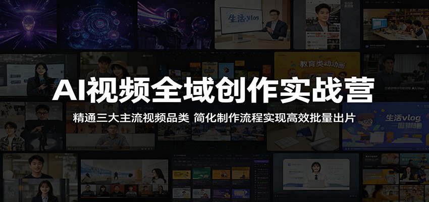 AI视频全域创作实战营：精通三大主流视频品类，简化制作流程实现高效批量出片-云网创
