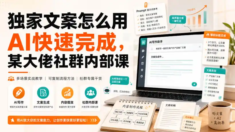 独家文案怎么用AI快速完成，某大佬社群内部课-云网创