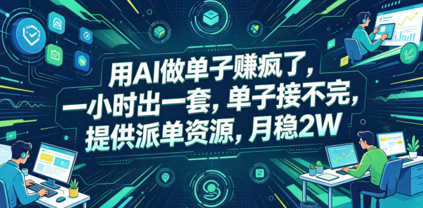 用AI做单子賺疯了，一小时出一套，单子接不完，提供派单资源，月稳2W【揭秘】-云网创