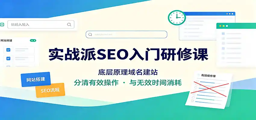 实战派SEO入门研修课：底层原理域名建站，分清有效操作与无效时间消耗-云网创