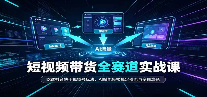 短视频带货全赛道：吃透抖音快手视频号玩法，AI赋能轻松搞定引流与变现难题-云网创