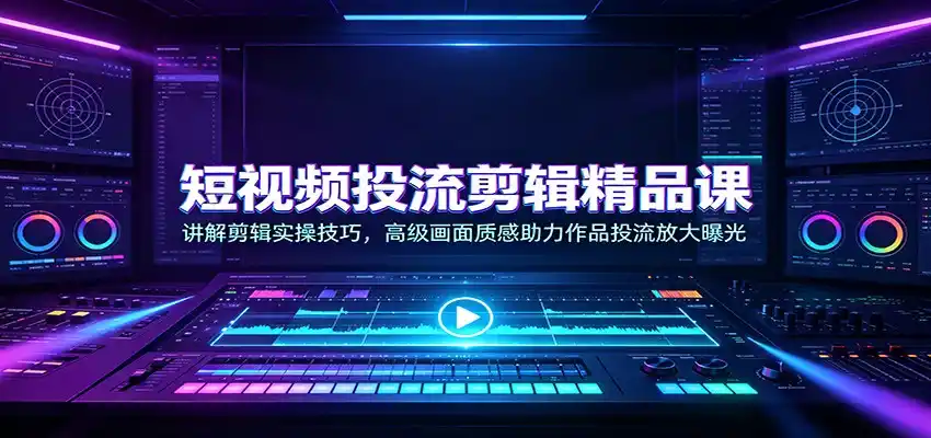 短视频投流剪辑精品课:讲解剪辑实操技巧,高级画面质感助力作品投流放大曝光-云网创