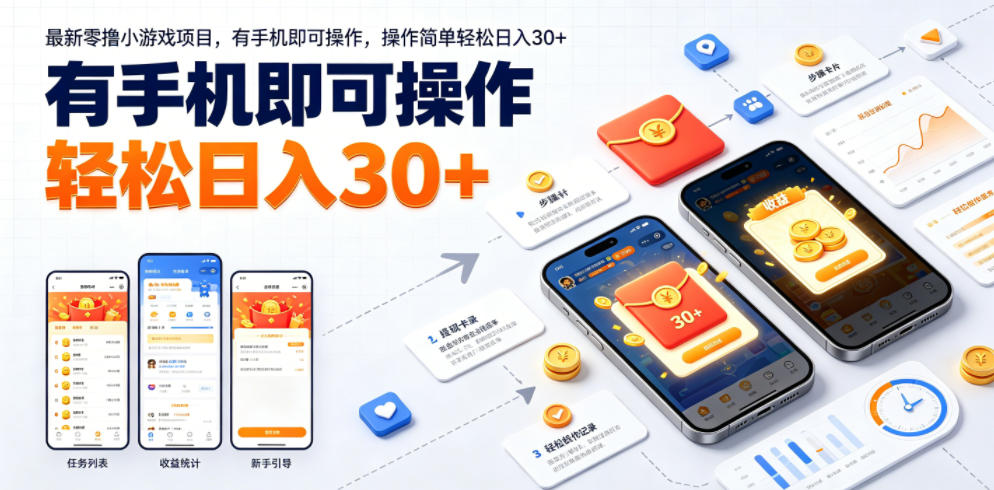 最新零撸小游戏项目，有手机即可操作，操作简单轻松日入30+-云网创