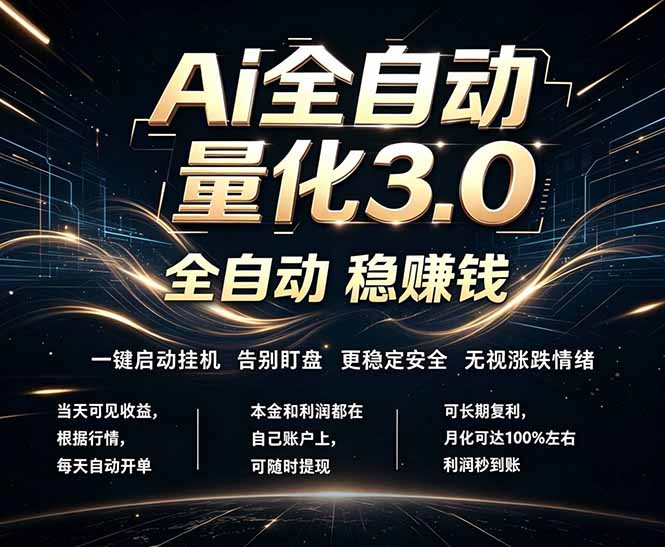 EA黄金量化，全天无人值守，24小时不停干，小白轻松操作，日入1000+-云网创