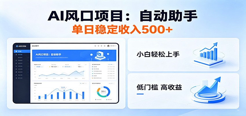 全新AI自动助手项目，低门槛入局，每日稳定收益500以上-云网创