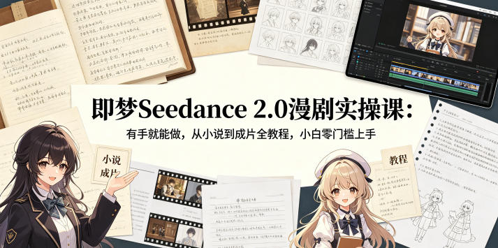 即梦Seedance 2.0漫剧实操课：有手就能做，从小说到成片全教程，小白零门槛上手-云网创