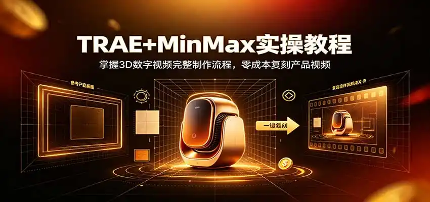 TRAE+MinMax实操教程:3D数字视频完整制作流程,零成本复刻产品视频-云网创