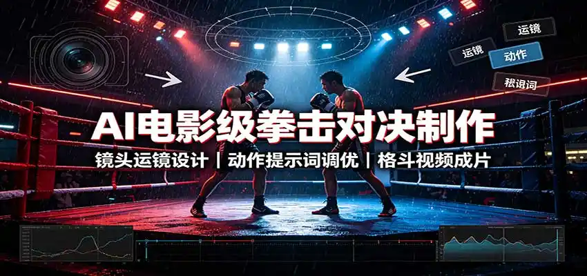 AI电影级拳击对决制作：镜头运镜设计，动作提示词调优，格斗视频成片-云网创