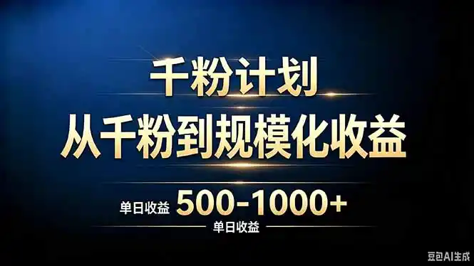抖音千粉账号计划,从千粉到规模化收益 500-1000+单日收益-云网创
