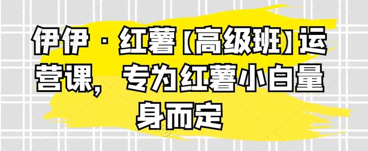 伊伊·红薯【高级班】运营课,专为红薯小白量身而定-云网创