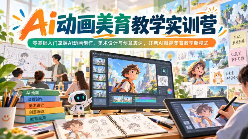 Ai动画美育教学实训营,零基础入门掌握AI动画创作、美术设计与创意表达,开启AI赋能美育教学新模式-云网创