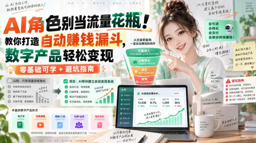 AI角色别当流量花瓶！教你打造自动賺钱漏斗，数字产品轻松变现(零基础可学+避坑指南)【原创双语字幕】-云网创