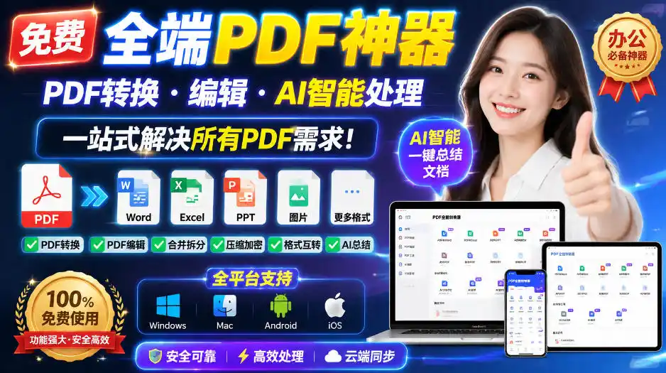 免费全端PDF神器，PDF转换·编辑·AI智能处理，一站式解决所有PDF需求!-云网创