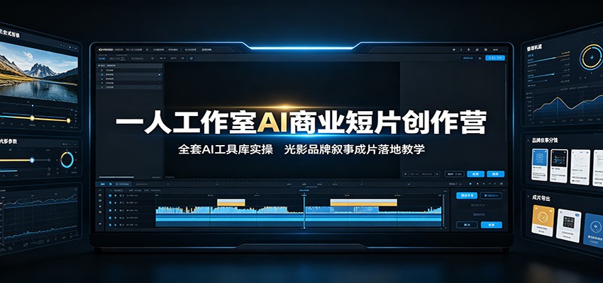 一人工作室AI商业短片创作营：全套AI工具库实操，光影品牌叙事成片落地教学-云网创