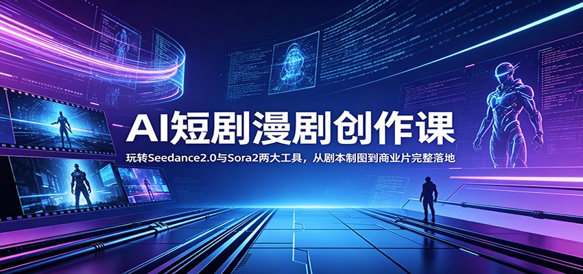 AI短剧漫剧创作课：玩转Seedance2.0与 Sora2两大工具，从剧本制图到商业片完整落地-云网创