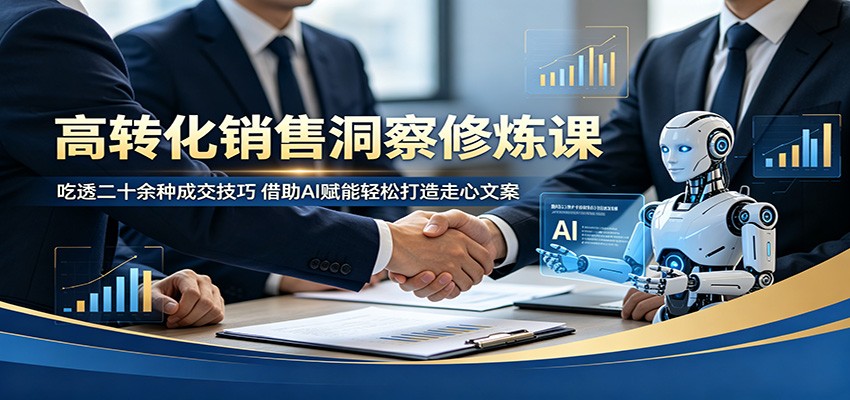 高转化销售洞察修炼课：吃透二十余种成交技巧，借助AI赋能轻松打造走心文案-云网创