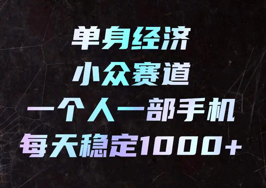 单身经济小众赛道，一个人一部手机，每天稳定1000+，利用下班碎片时间即可【揭秘】-云网创