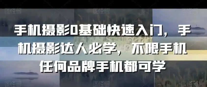 手机摄影0基础快速入门，手机摄影达人必学，不限手机任何品牌手机都可学-云网创