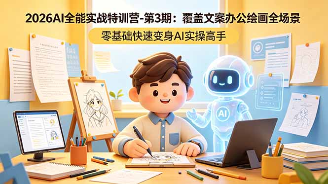 2026AI全能实战特训营-第3期：覆盖文案办公绘画全场景 零基础快速变身AI实操高手-云网创