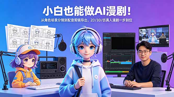 小白也能做AI漫剧！从角色场景分镜到配音剪辑导出，2D/3D/仿真人漫剧一步到位-云网创