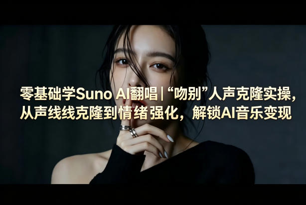 零基础学Suno AI翻唱｜《吻别》人声克隆实操，从声线克隆到情绪强化，解锁AI音乐变现-云网创