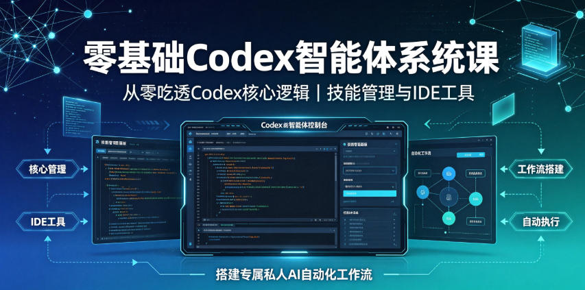 零基础Codex智能体系统课|从零吃透Codex核心逻辑、技能管理与IDE工具,搭建专属私人AI自动化工作流-云网创