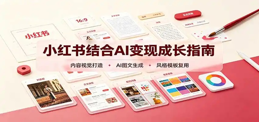 小红书结合AI变现成长指南：账号精准定位，内容视觉打造，搭建可复制流量获客体系-云网创