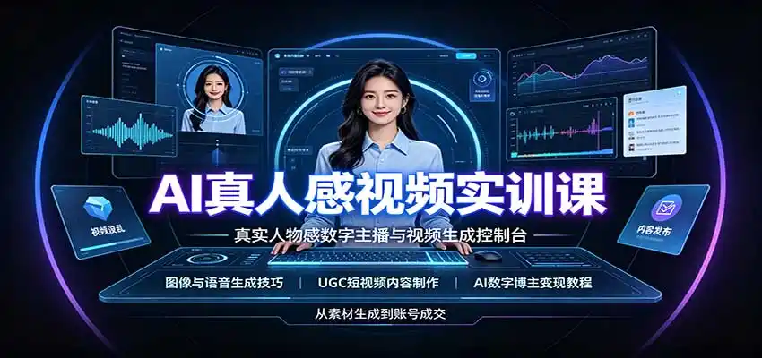 AI真人感视频实训课：图像语音生成，UGC内容制作，AI数字博主变现教程-云网创
