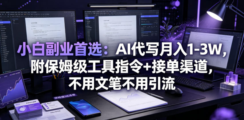 小白副业首选:AI代写月入1-3W,附保姆级工具指令+接单渠道,不用文笔不用引流【揭秘】-云网创