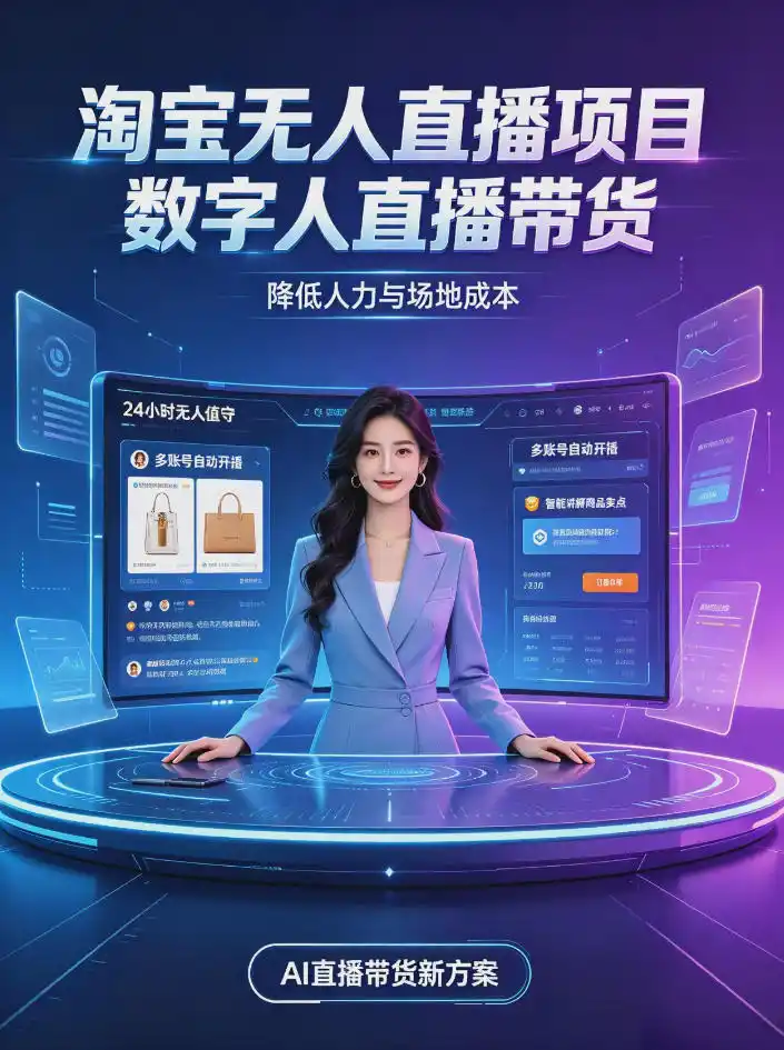 淘宝AI无人直播带货，24小时自动开播低门槛副业，无需真人长时间出镜，持续引流出单【揭秘】-云网创