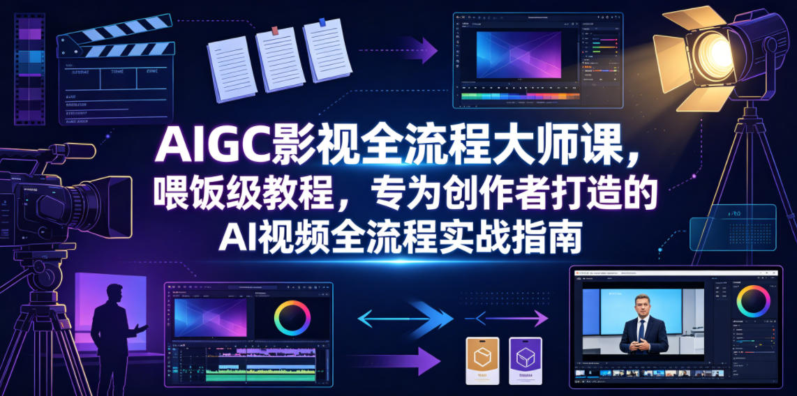 AIGC影视全流程大师课，喂饭级教程，专为创作者打造的AI视频全流程实战指南-云网创