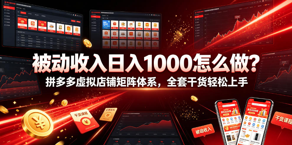 被动收入日入1000怎么做？拼多多虚拟店铺矩阵体系，全套干货轻松上手【揭秘】-云网创