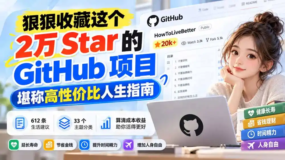 狠狠收藏这个 2 万 Star 的 GitHub 项目,堪称高性价比人生指南。-云网创