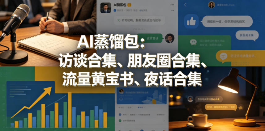 AI蒸馏包：访谈合集、朋友圈合集、流量黄宝书、夜话合集【文档】-云网创