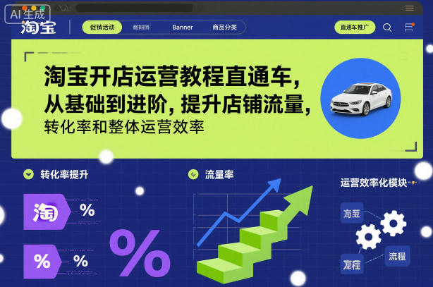 淘宝开店运营教程直通车，从基础到进阶，提升店铺流量，转化率和整体运营效率(更新26年05月27日)-云网创