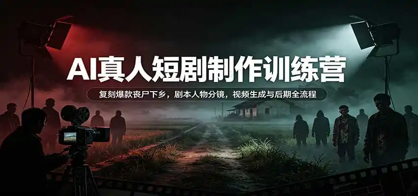 AI真人短剧制作训练营：复刻爆款丧尸下乡，剧本人物分镜，视频生成与后期全流程-云网创