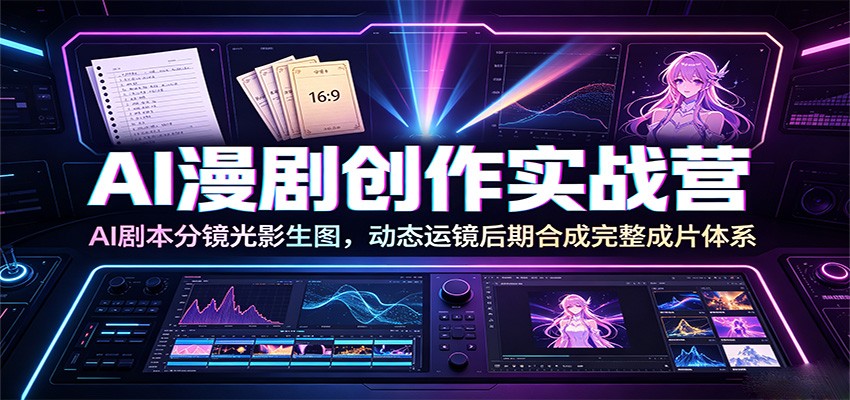 AI漫剧创作实战营:AI剧本分镜光影生图,动态运镜后期合成完整成片体系-云网创