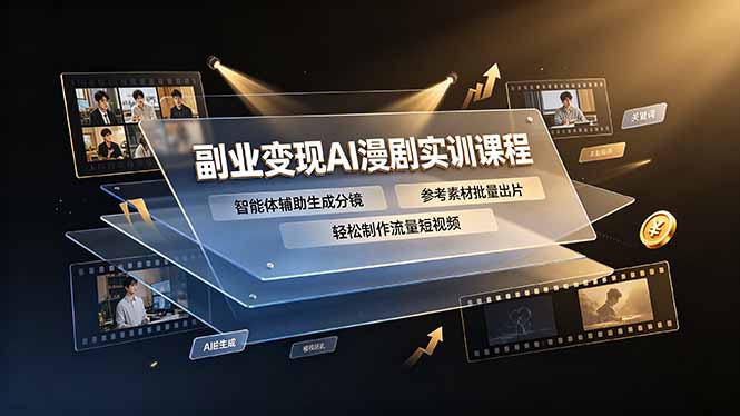 副业变现AI漫剧实训课程,智能体辅助生成分镜,参考素材批量出片,轻松制作流量短视频-云网创