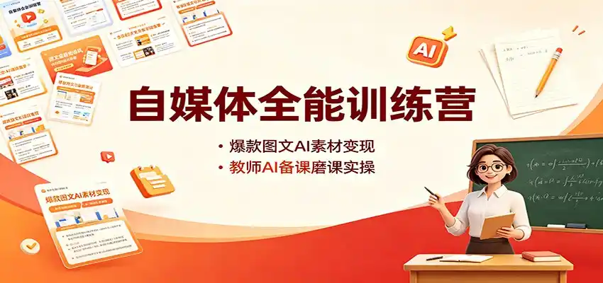 自媒体全能训练营：爆款图文AI素材变现，教师AI备课磨课实操-云网创