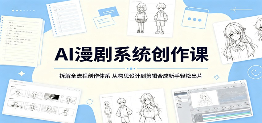 AI漫剧系统创作课：拆解全流程创作体系，从构思设计到剪辑合成新手轻松出片-云网创