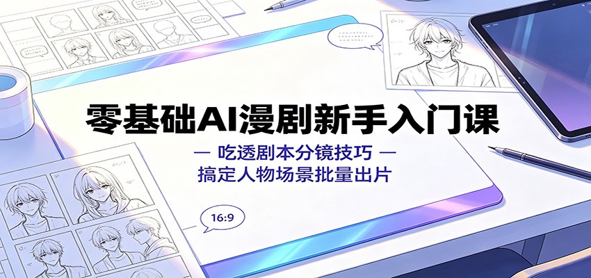 零基础AI漫剧新手入门课：吃透剧本分镜技巧，搞定人物场景批量出片-云网创