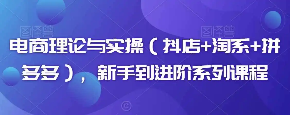电商理论与实操(抖店+淘系+拼多多),新手到进阶系列课程-云网创