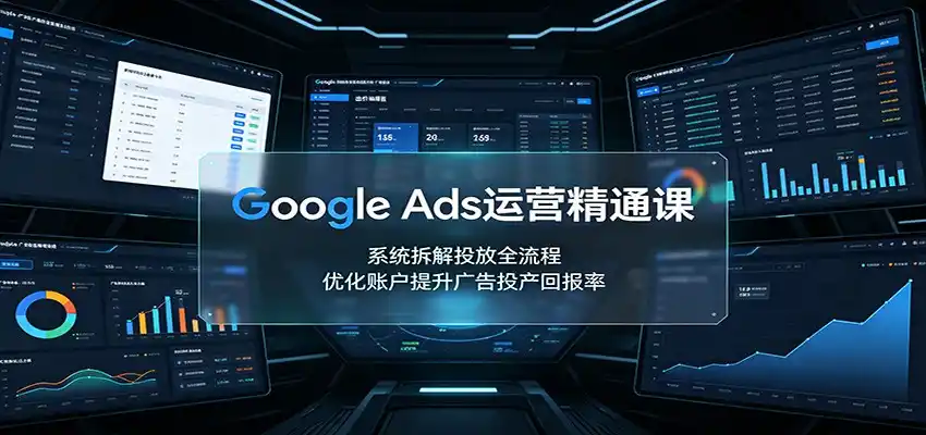 Google Ads运营精通课:系统拆解投放全流程,优化账户提升广告投产回报率-云网创