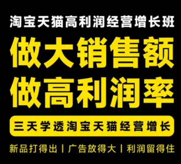 天猫淘宝高利润经营增长班杭州线下课31期8月22-24日，做大销售额做高利润率，三天学透淘宝天猫经营增长-云网创