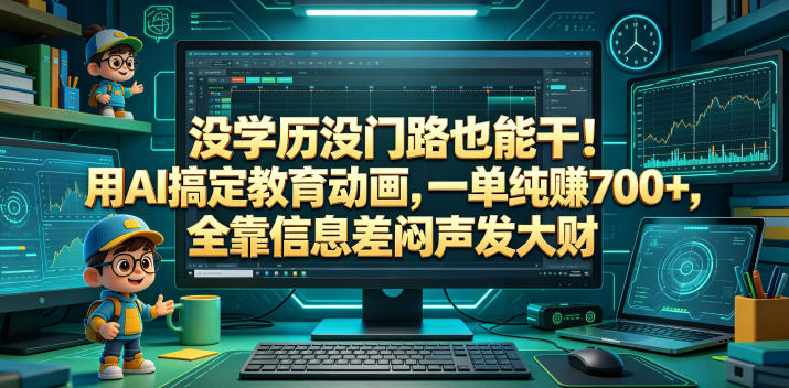 没学历没门路也能干！用AI搞定教育动画，一单纯賺700+，全靠信息差闷声发大财【揭秘】-云网创
