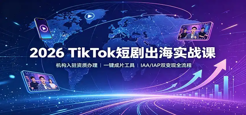 2026 TikTok短剧出海实战课：机构入驻资质办理，一键成片工具，IAA/IAP双变现全流程-云网创
